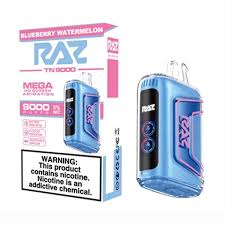 RAZ TN9000 Blueberry Watermelon Disposable Vape – 9,000 Puffs, Dual Mesh Coil, 5% Nicotine, Rechargeable E-Cigarette with LED Screen & Adjustable Airflow – Sweet Berry & Juicy Watermelon Flavor