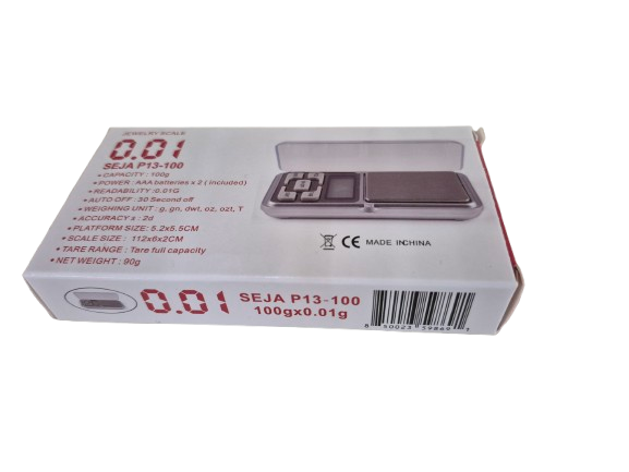 Jewelry Scale Seja P13-100 – Digital Pocket Scale – 100g Capacity, 0.01g Precision – LCD Display, Tare Function & Protective Cover – Ideal for Jewelry, Herbs & More