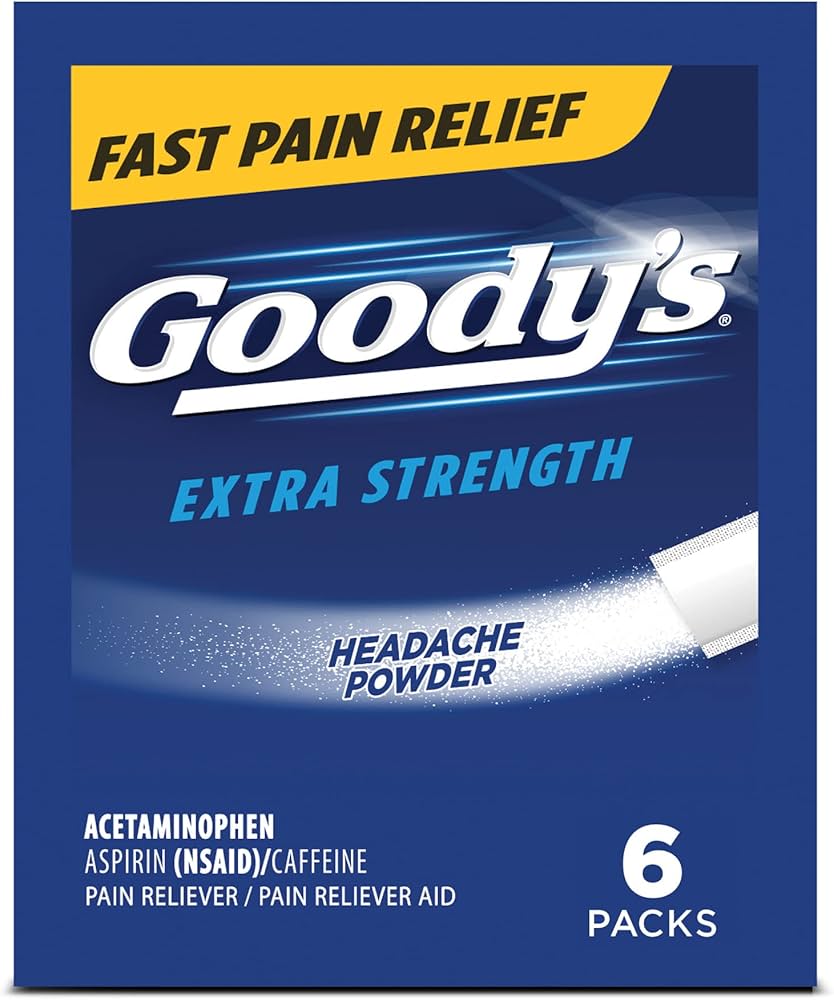 Goody's Extra Strength Headache Powder Fast Pain Relief  Red Formula 12 Pack (6 Count Each) Acetaminophen, Aspirin, and Caffeine for Headaches, Aches & Pains