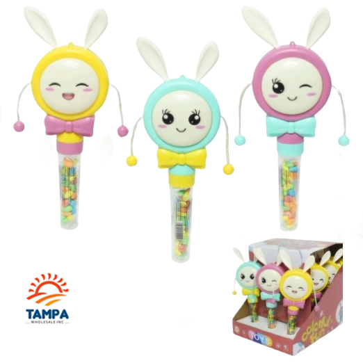 Rabbit Drum Toy Candy GM Toy Candy Combo Spinning Rabbit Drum with Candy Treats Fun Toy & Sweet Snack Party Favor, Easter Basket Stuffer, Holiday Gift for Kids Tampawholesaleinc