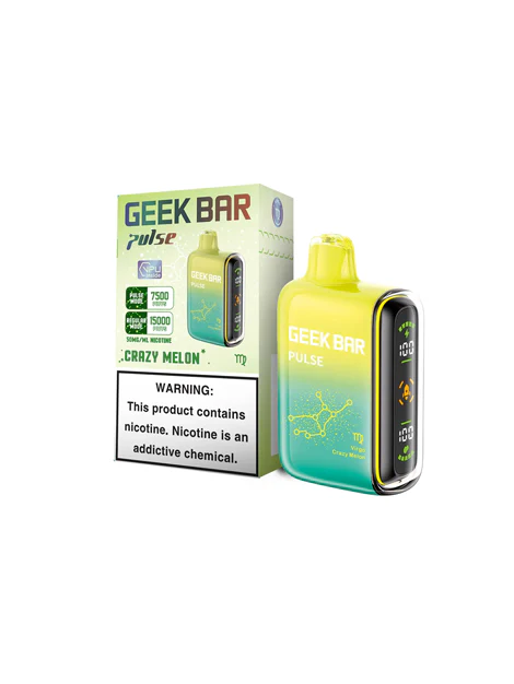 Geek Bar Pulse 15000 Crazy Melon Virgo Edition – Disposable Vape – Up to 15,000 Puffs – Dual Mode (Turbo & Regular) – Sweet Melon Flavor – LED Screen – Rechargeable – 5% Nicotine Salt
