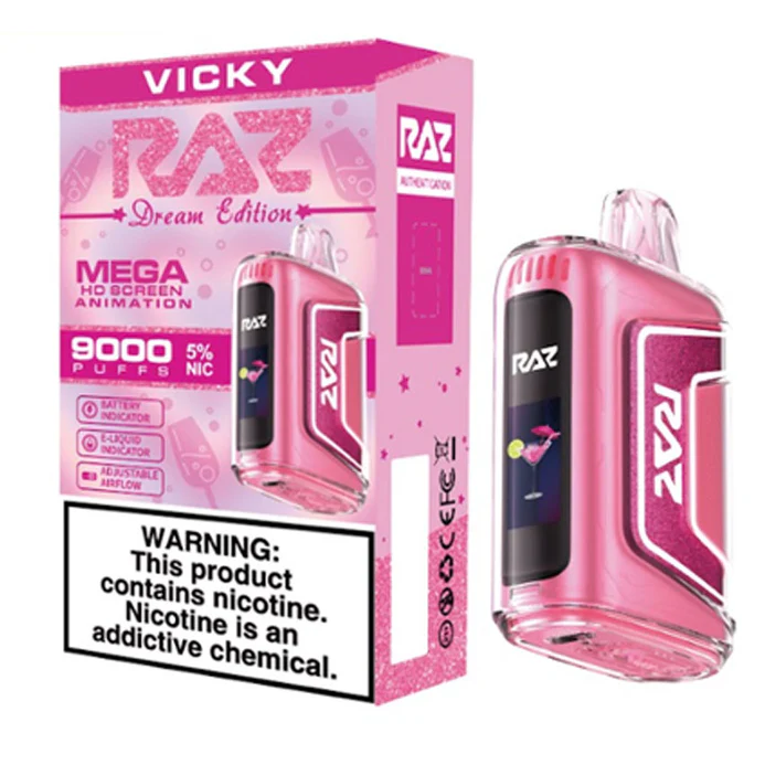 Raz 9000 Puff Disposable Vape – Vicky Edition | Signature Flavor Blend – Up to 9000 Puffs, Rechargeable, Pre-Filled, Smooth Nicotine Delivery | Premium All-in-One Vape Pen for Adults